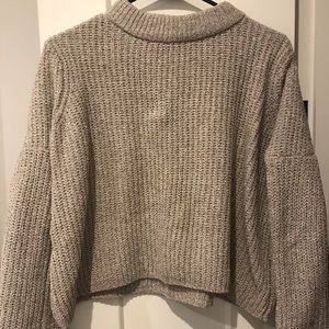 Mango Cropped Tan Sweater